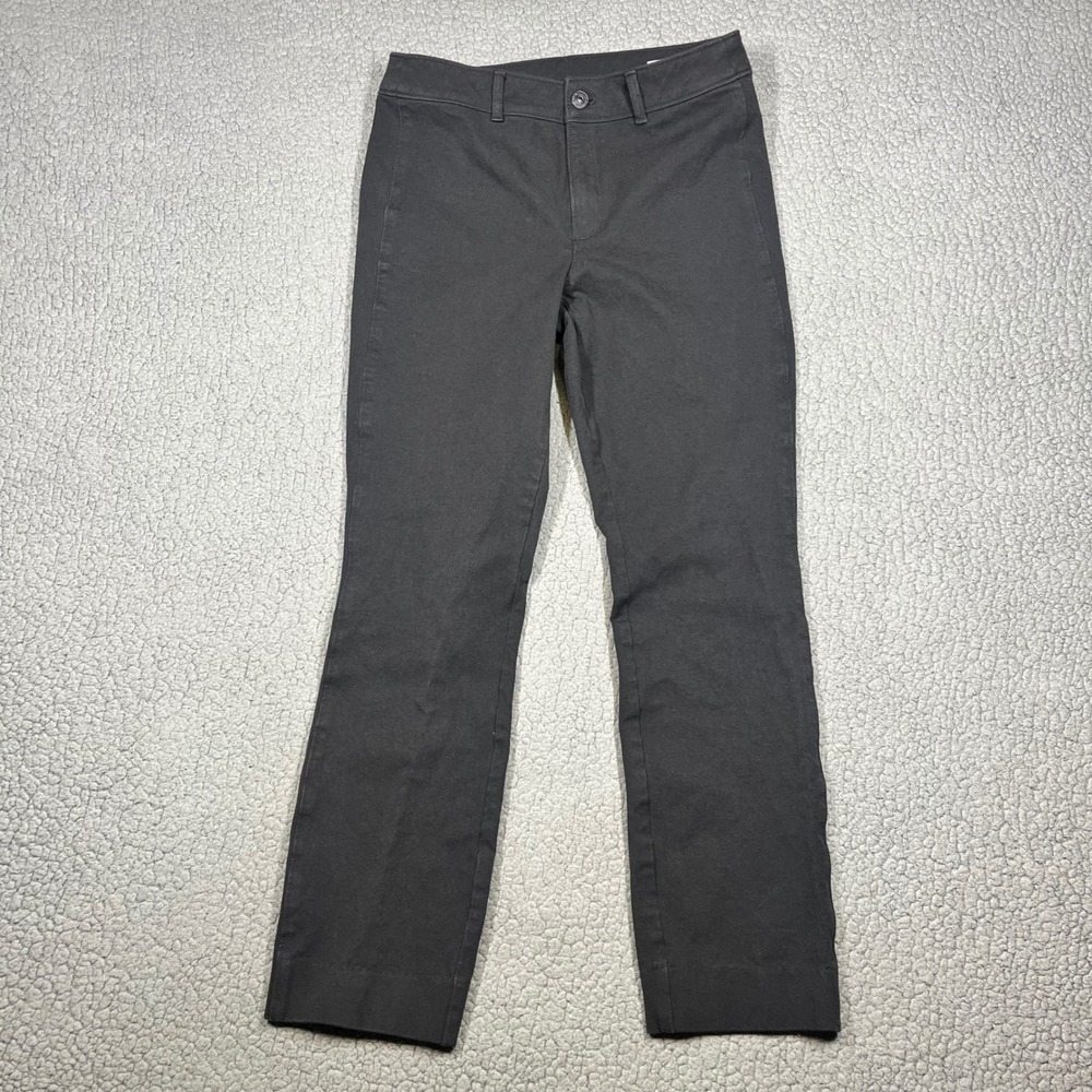 AYR Pants Women 28L Chino Stretch Slim Straight Black Career Casual